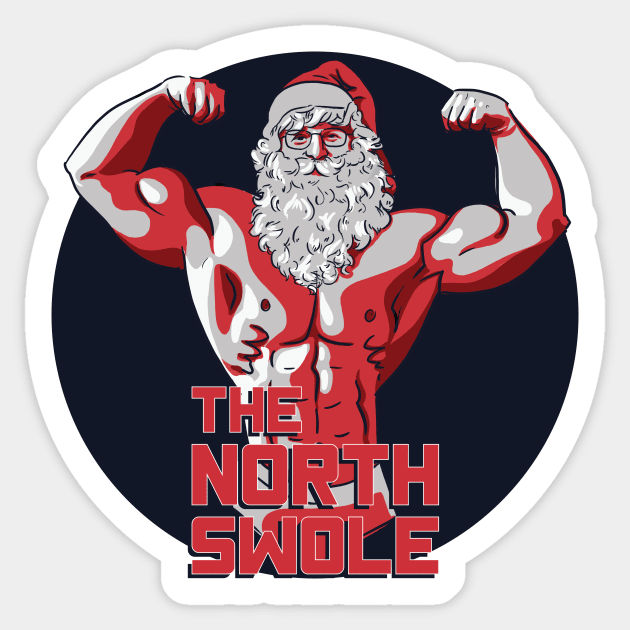 The North Swole Jacked Santa Sticker by polliadesign